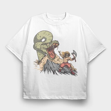 Snake vs Viking, Tricou Oversize Barbati (Unisex)