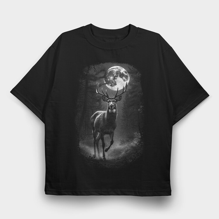 Deer Monochrome, Tricou Oversize Barbati (Unisex)