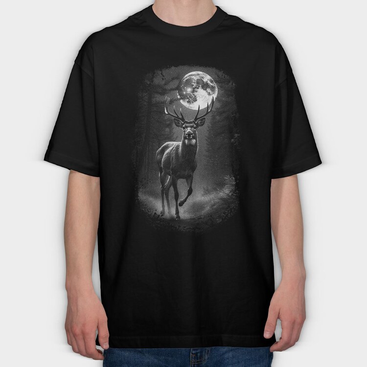 Deer Monochrome, Tricou Oversize Barbati (Unisex)