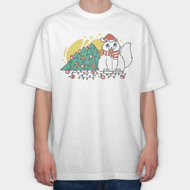 Guilty Christmas Cat, Tricou Oversize Barbati (Unisex)