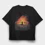 Wizard Fire Wall, Tricou Oversize Barbati (Unisex)