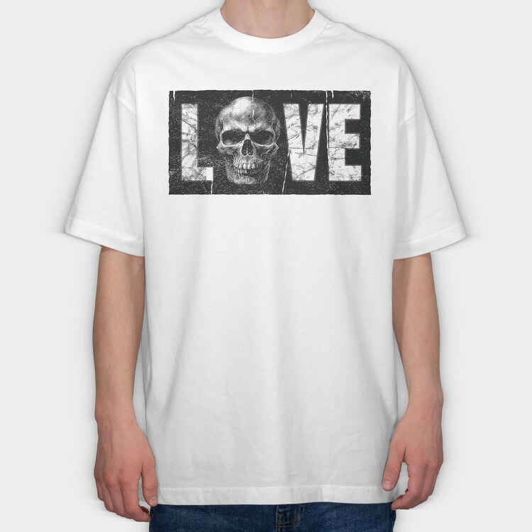 Love Skull, Tricou Oversize Barbati (Unisex)