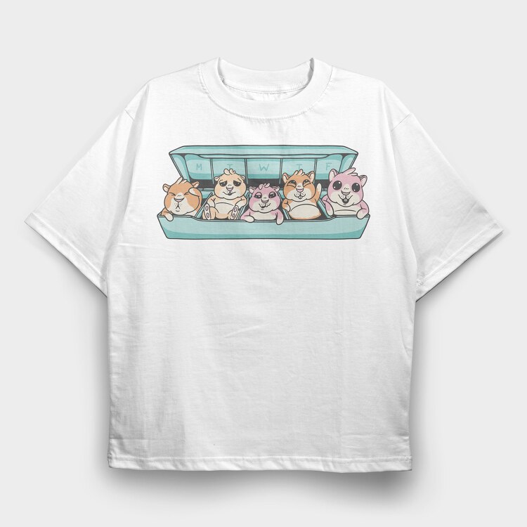 Guinea Pig Pill Organizer, Tricou Oversize Barbati (Unisex)