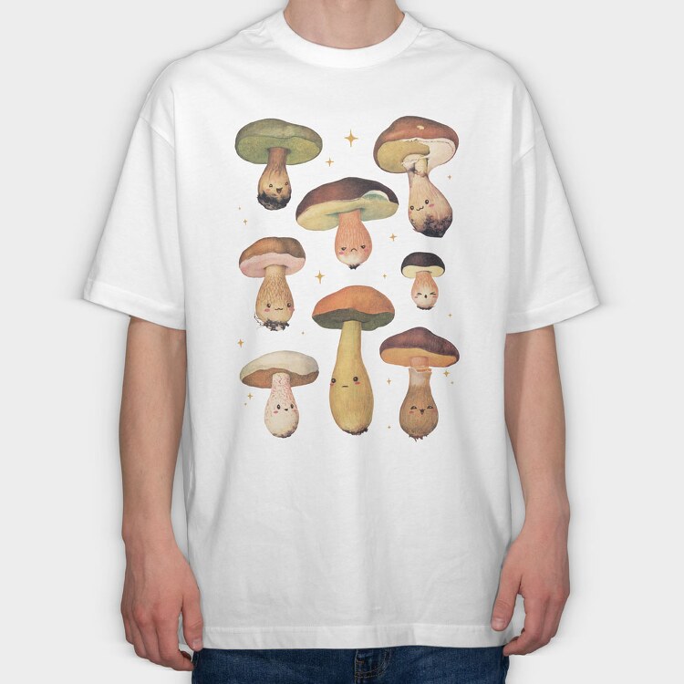 Poster Mushrooms, Tricou Oversize Barbati (Unisex)