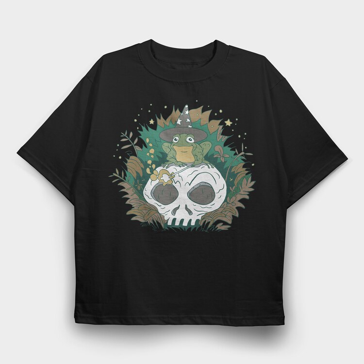 Wizard Frog Skull, Tricou Oversize Barbati (Unisex)