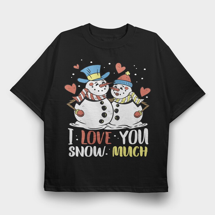 Snowman Love, Tricou Oversize Barbati (Unisex)