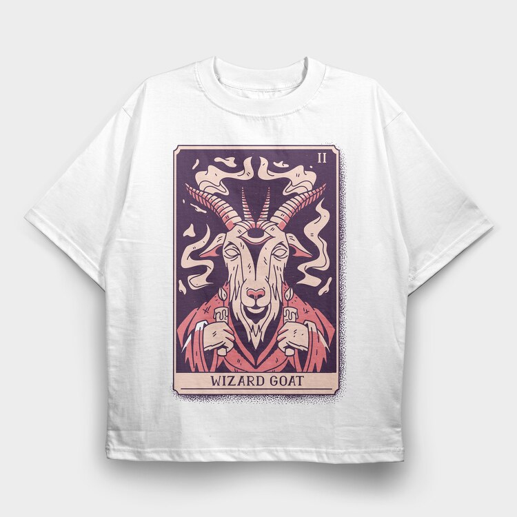 Wizard Goat Tarot Card, Tricou Oversize Barbati (Unisex)