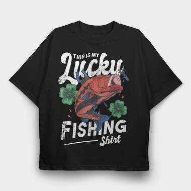 Lucky Fishing, Tricou Oversize Barbati (Unisex)