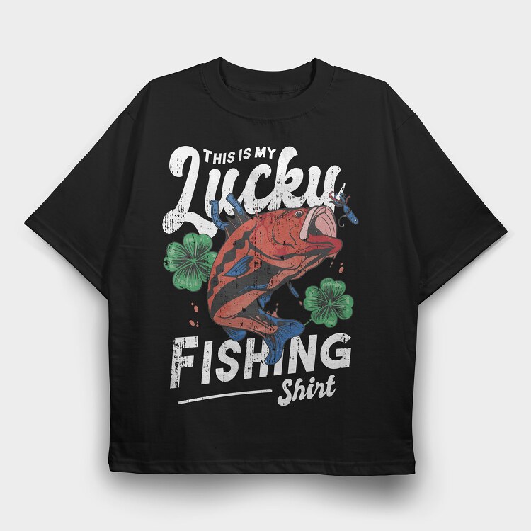 Lucky Fishing, Tricou Oversize Barbati (Unisex)