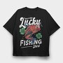 Lucky Fishing, Tricou Oversize Barbati (Unisex)