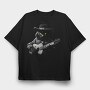 Guitar Cat Monochrome, Tricou Oversize Barbati (Unisex)