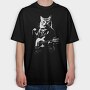 Guitar Cat, Tricou Oversize Barbati (Unisex)