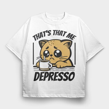 Depresso Cat, Tricou Oversize Barbati (Unisex)