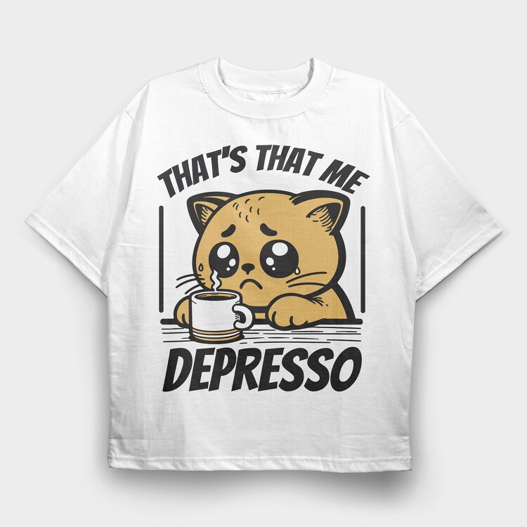 Depresso Cat, Tricou Oversize Barbati (Unisex)