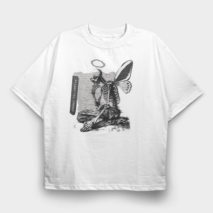 Prayer Skeleton, Tricou Oversize Barbati (Unisex)