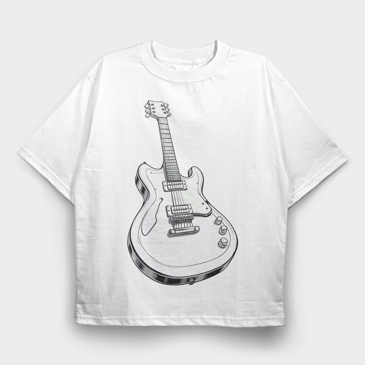 Guitar Draw, Tricou Oversize Barbati (Unisex)