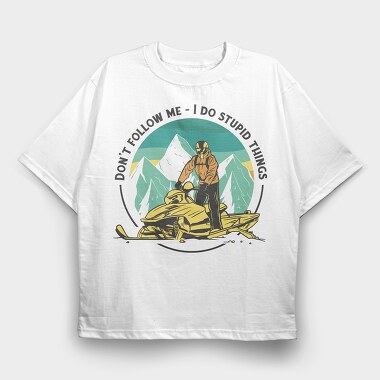 Snowmobiler Retro Sunset, Tricou Oversize Barbati (Unisex)