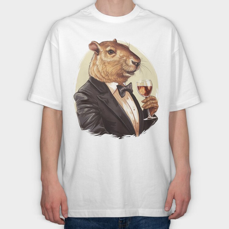 Capybara Drink, Tricou Oversize Barbati (Unisex)
