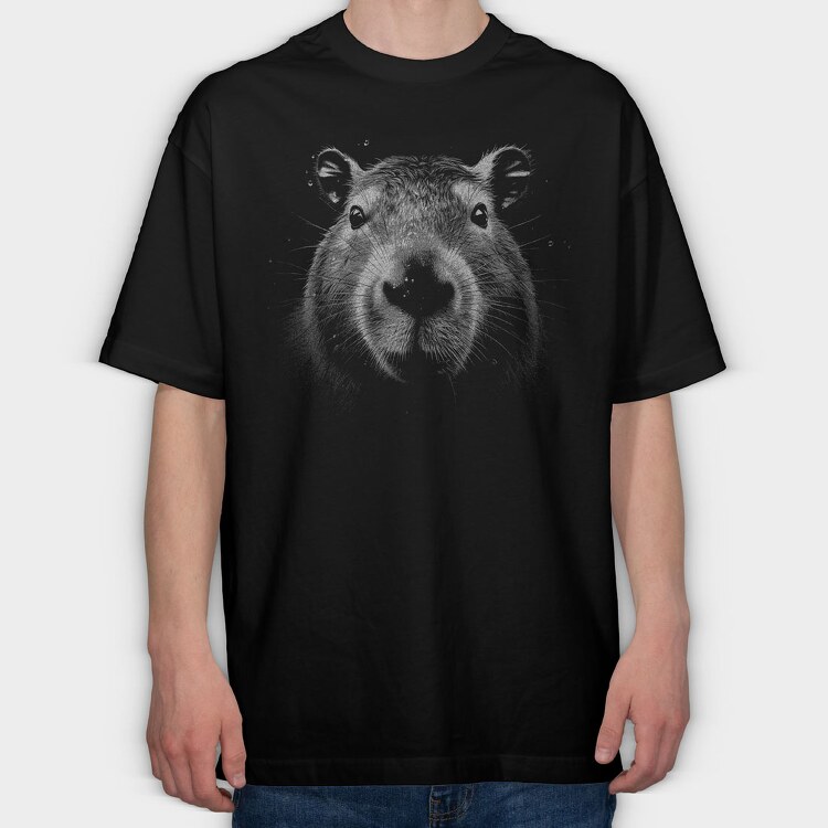 Capybara Monochrome, Tricou Oversize Barbati (Unisex)