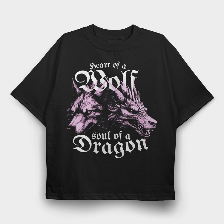 Wolf and Dragon, Tricou Oversize Barbati (Unisex)
