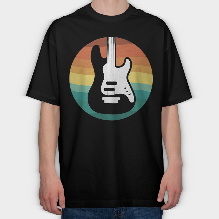 Guitar Retro, Tricou Oversize Barbati (Unisex)