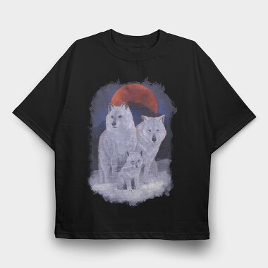 Wolf Family Moon, Tricou Oversize Barbati (Unisex)