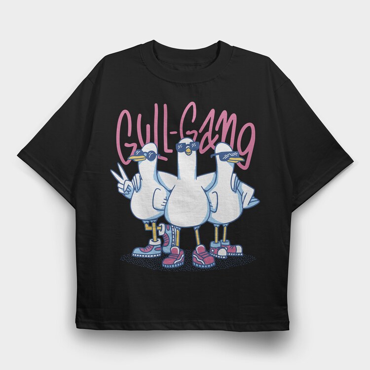 Gull Gang Seagulls, Tricou Oversize Barbati (Unisex)
