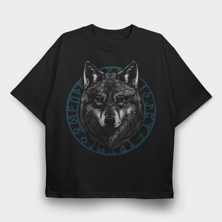 Wolf Head Blue, Tricou Oversize Barbati (Unisex)
