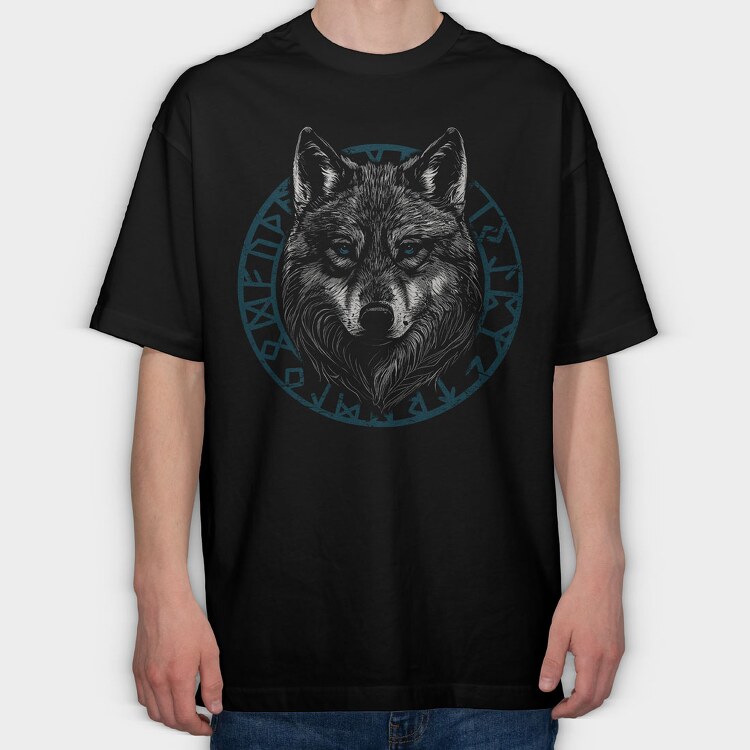 Wolf Head Blue, Tricou Oversize Barbati (Unisex)