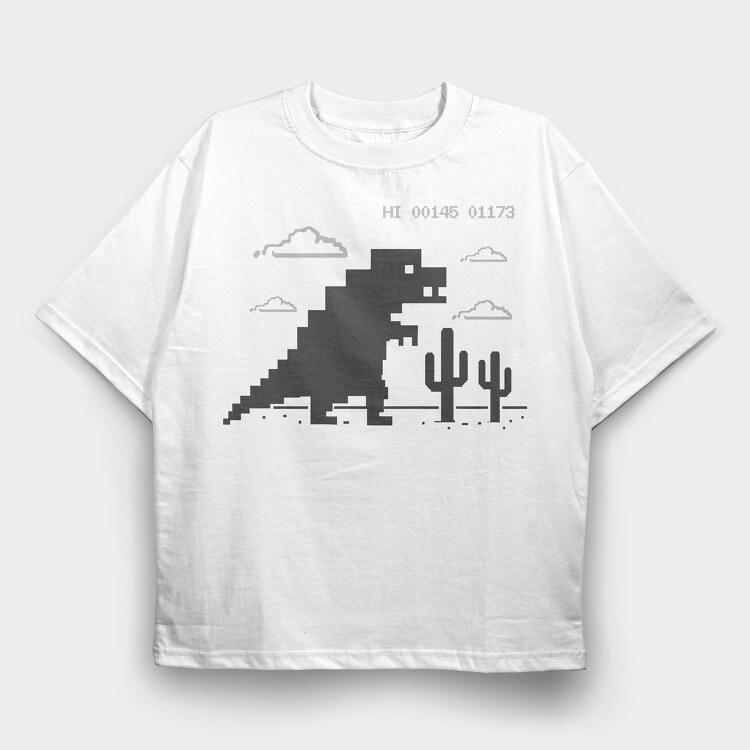 Dinosaur Game, Tricou Oversize Barbati (Unisex)