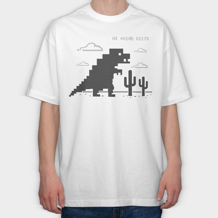 Dinosaur Game, Tricou Oversize Barbati (Unisex)