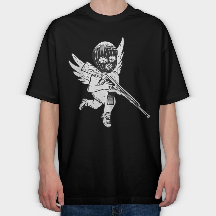 Gun Angel, Tricou Oversize Barbati (Unisex)
