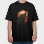Wolf Howling Moon Red, Tricou Oversize Barbati (Unisex)