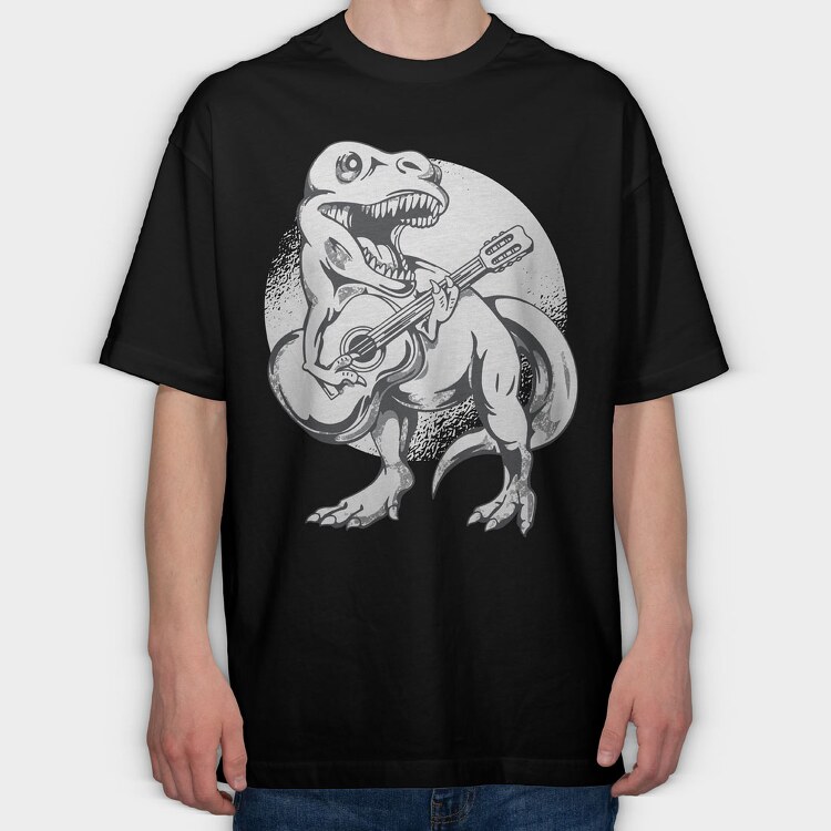 Dinosaur Guitar, Tricou Oversize Barbati (Unisex)