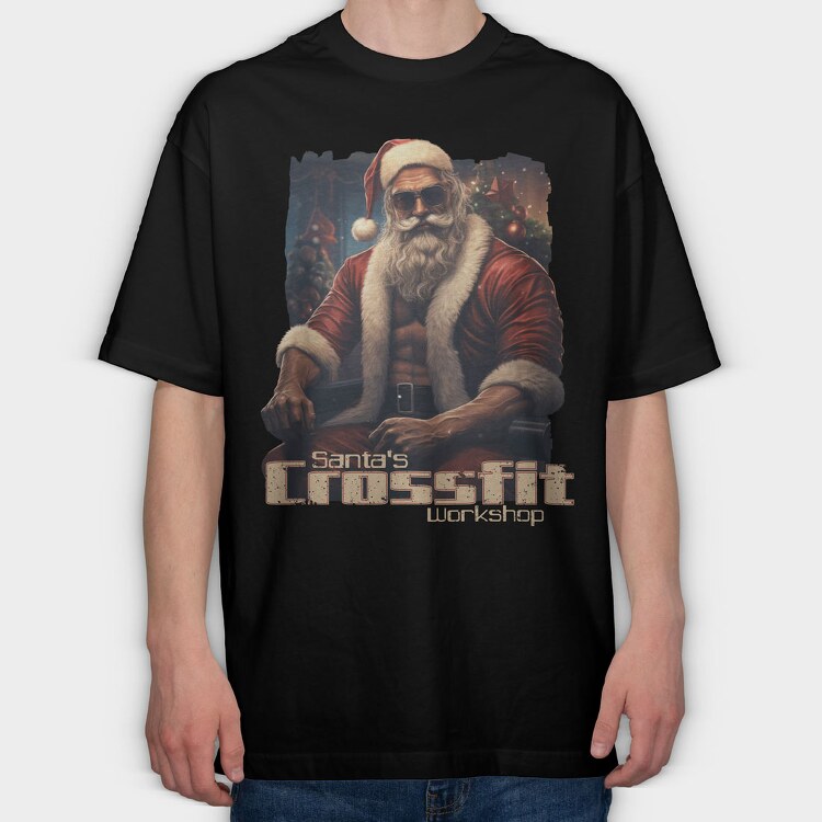 Gym Santa, Tricou Oversize Barbati (Unisex)