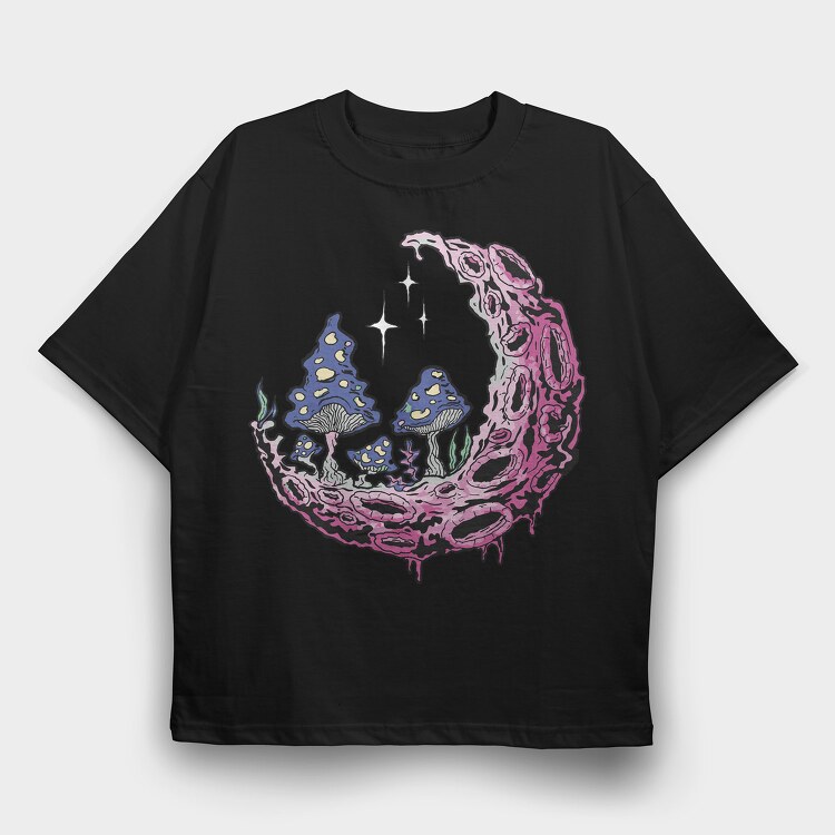 Psychedelic Moon, Tricou Oversize Barbati (Unisex)