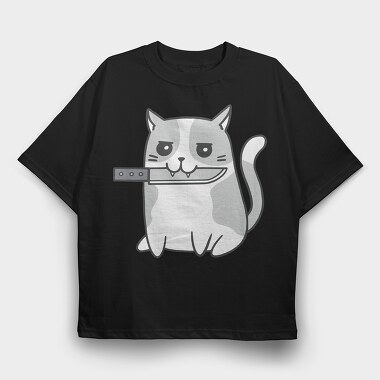 Psycho Cat, Tricou Oversize Barbati (Unisex)