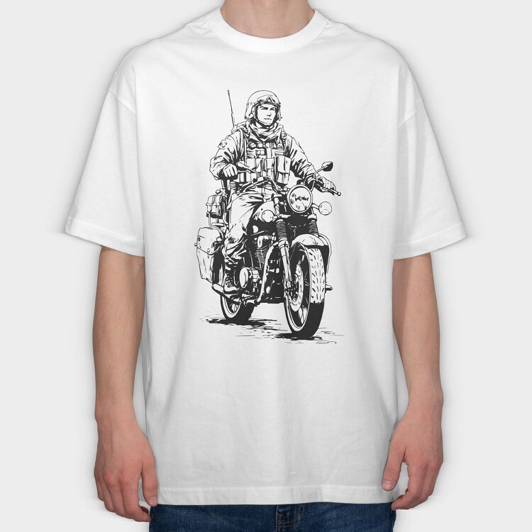 Soldier Motorcycle, Tricou Oversize Barbati (Unisex)