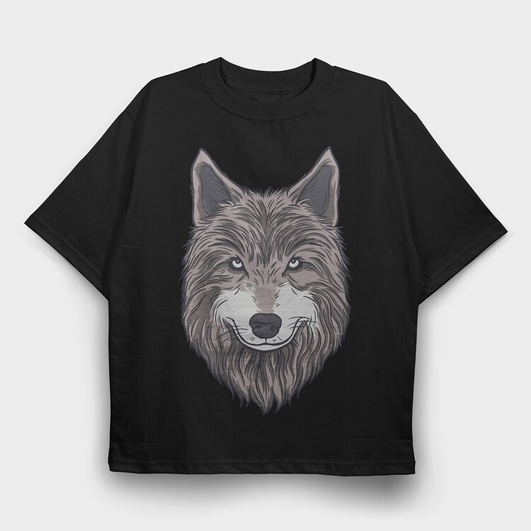 Wolf Portrait 1, Tricou Oversize Barbati (Unisex)