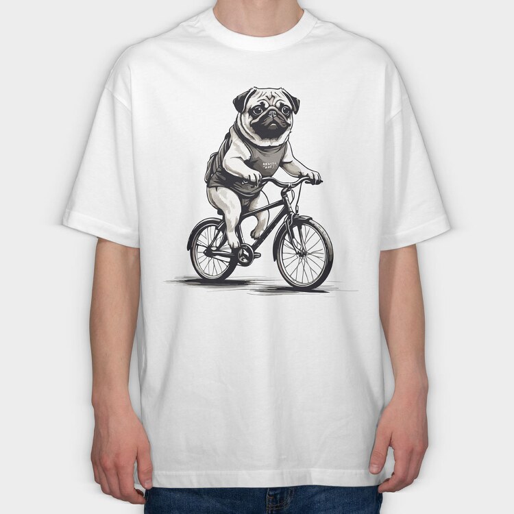 Pug Bike, Tricou Oversize Barbati (Unisex)