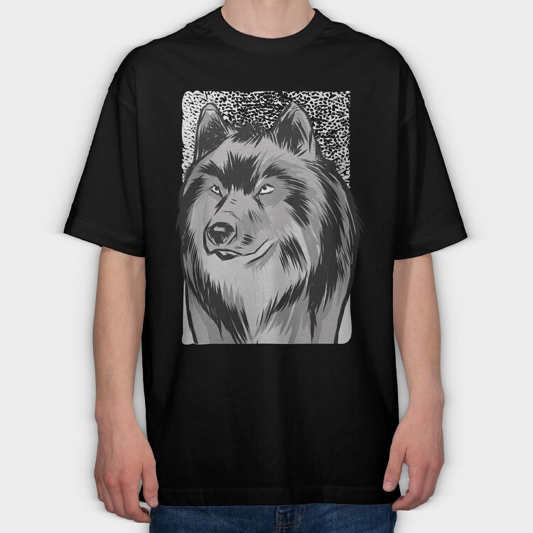 Wolf Portrait 2, Tricou Oversize Barbati (Unisex)