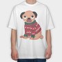 Pug Dog Wearing Uglysweater, Tricou Oversize Barbati (Unisex)