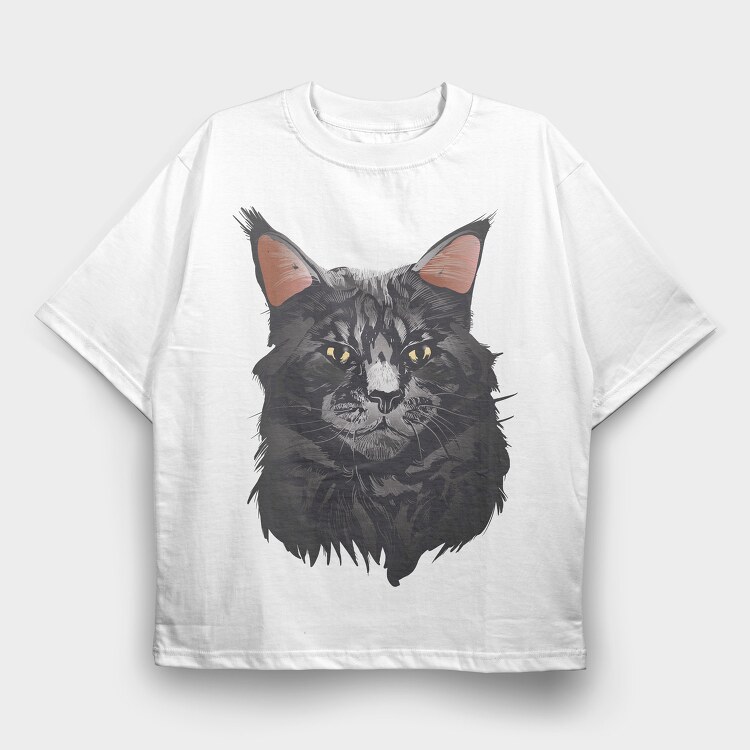 Maine Cat Portrait, Tricou Oversize Barbati (Unisex)