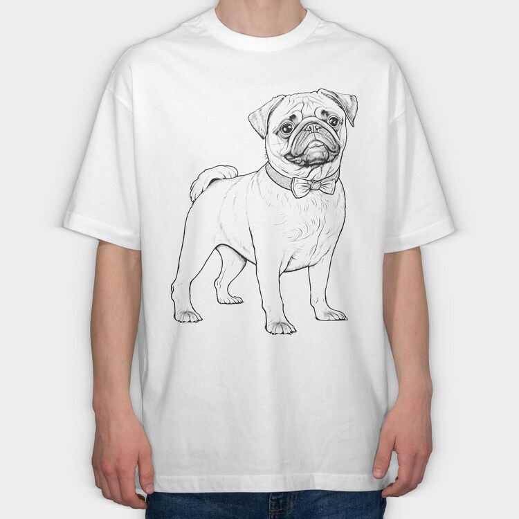 Pug Dog, Tricou Oversize Barbati (Unisex)