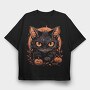 Halloween Cat, Tricou Oversize Barbati (Unisex)