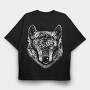 Wolf Portrait Monochrome, Tricou Oversize Barbati (Unisex)