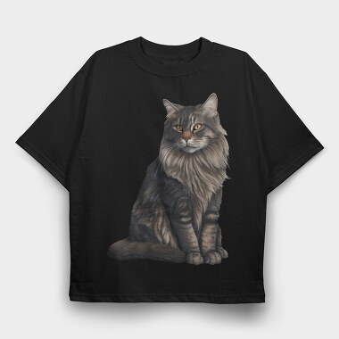 Maine Coon Cat, Tricou Oversize Barbati (Unisex)