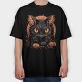 Halloween Cat, Tricou Oversize Barbati (Unisex)