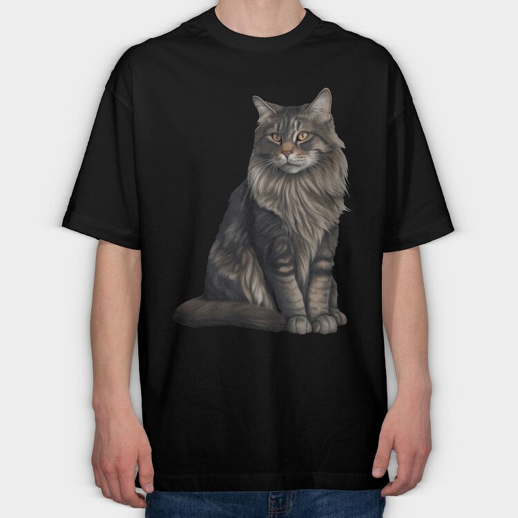 Maine Coon Cat, Tricou Oversize Barbati (Unisex)