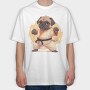 Pug Karate, Tricou Oversize Barbati (Unisex)